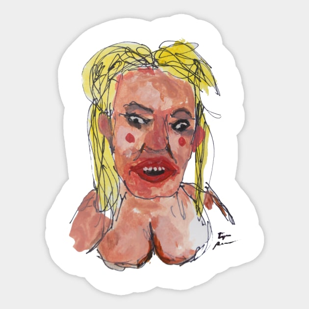 pop goddess celebrity singer 3000 usa portrait | bad art club | Candy Girl Maneater 2 Sticker by Tiger Picasso